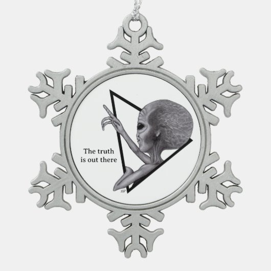 Grey Alien, de waarheid is er Tin Sneeuwvlok Ornament (Voorkant)