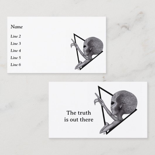 Grey Alien, de waarheid is er Visitekaartje (Voorkant / Achterkant)
