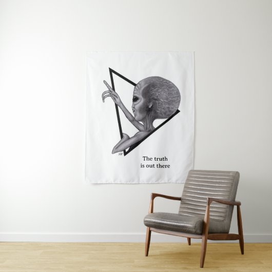 Grey Alien, de waarheid is er Wandkleed (In situ)