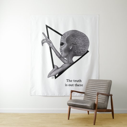 Grey Alien, de waarheid is er Wandkleed (In situ)