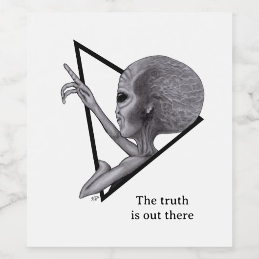 Grey Alien, de waarheid is er Wijn Etiket (Enkel label)