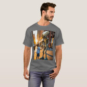 Grey Alien en de jongen op Golden Hour T-shirt (Voorkant volledig)