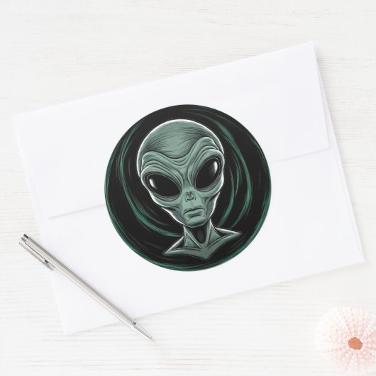 Grey Alien Head Sticker Set (Envelop)