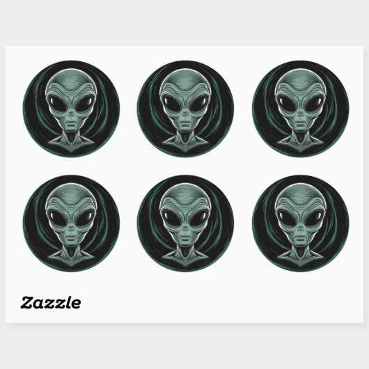 Grey Alien Head Sticker Set (Vel)