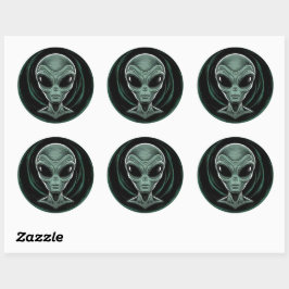 Grey Alien Head Sticker Set