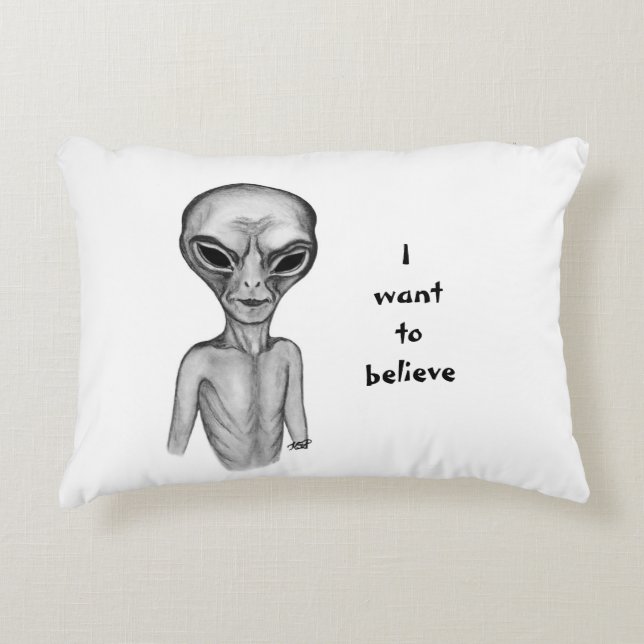 Grey Alien, ik wil geloven Accent Kussen (Voorkant)