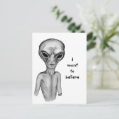 Grey Alien, ik wil geloven Briefkaart (Staand voorkant)