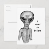 Grey Alien, ik wil geloven Briefkaart (Voorkant / Achterkant)