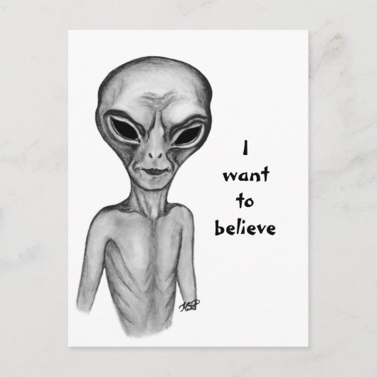 Grey Alien, ik wil geloven Briefkaart (Voorkant)