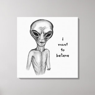 Grey Alien, ik wil geloven Canvas Afdruk
