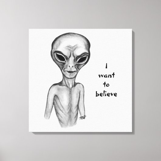 Grey Alien, ik wil geloven Canvas Afdruk (Voorkant)