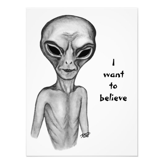 Grey Alien, ik wil geloven Foto Afdruk (Voorkant)