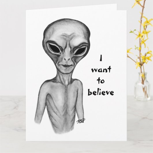 Grey Alien, ik wil geloven Kaart (Gele Bloem)