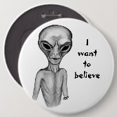 Grey Alien, ik wil geloven Ronde Button 6,0 Cm (Voorkant /achterkant)