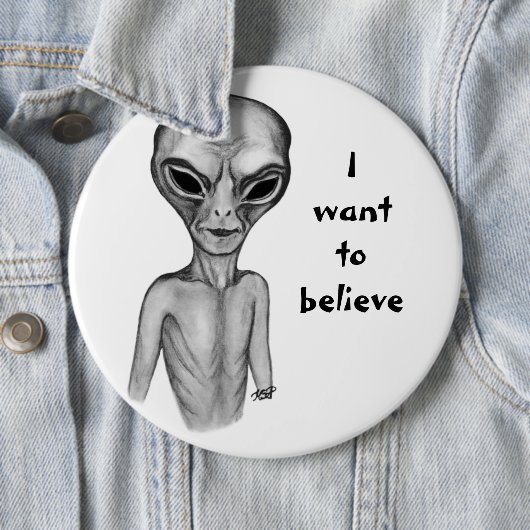 Grey Alien, ik wil geloven Ronde Button 6,0 Cm (In situ)