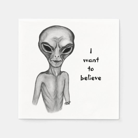 Grey Alien, ik wil geloven Servet (Voorkant)