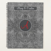 Grey Alligator Leather Scales Custom Monogram  Planner (Voorkant)