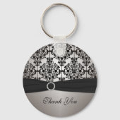 Grey and Black Damask Sleutelhanger (Voorkant)