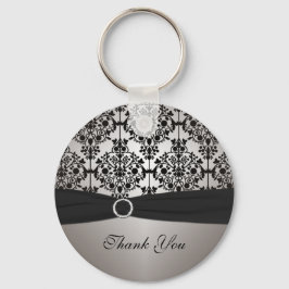 Grey and Black Damask Sleutelhanger