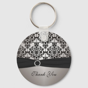 Grey and Black Damask Sleutelhanger