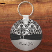 Grey and Black Damask Sleutelhanger (Voorkant)