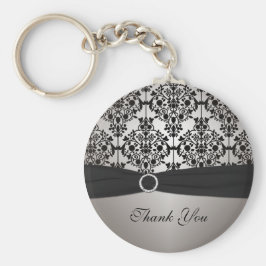 Grey and Black Damask Sleutelhanger