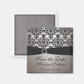 Grey and Black Damask Wedding Favor Magnet (Voorkant / Achterkant)