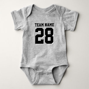 Grey and Black Football Jersey Sports Baby Romper