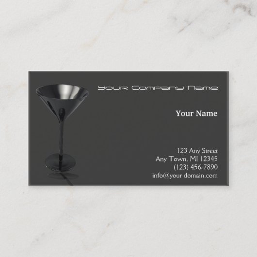 Grey and Black Martini Glass Business Visitekaartje (Voorkant)