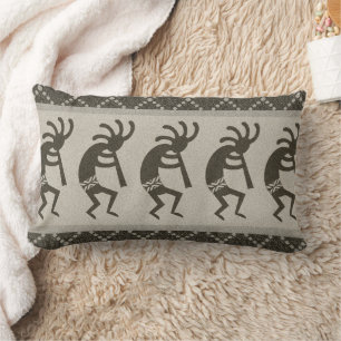 Grey and Black Southwest Kokopelli Aztec Pattern Kussen