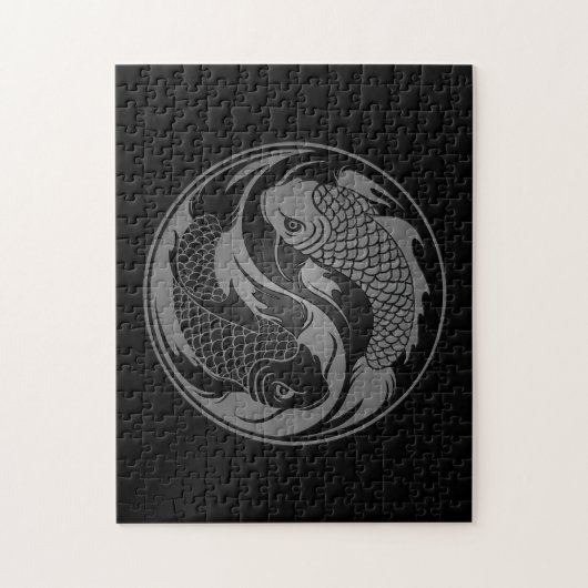 Grey and Black Yin Yang Koi Fish Legpuzzel (Verticaal)
