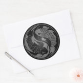 Grey and Black Yin Yang Koi Fish Ronde Sticker (Envelop)