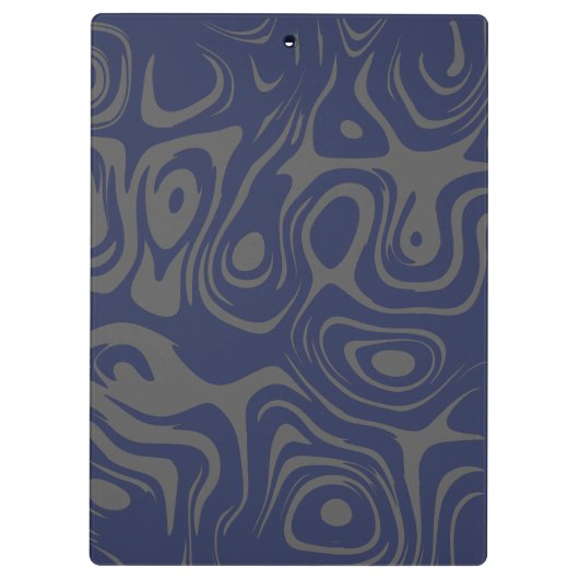 Grey and Blue Abstract Swirly Pattern Personalised Klembord (Achterkant)