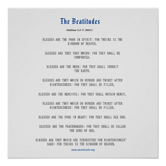 Grey and Blue Beatitudes Inspiration Perfect Poster (Voorkant)