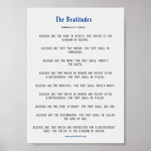Grey and Blue Beatitudes Inspiration Poster (Voorkant)