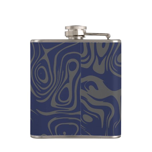 Grey and Blue Cool Abstract Pattern Personalised Heupfles (Achterkant)