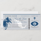 Grey and Blue Mexico Boarding Pass Save the Date (Voorkant)