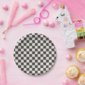 Grey and Cream Checkerboard Party Paper Bord (Feest)