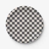 Grey and Cream Checkerboard Party Paper Bord (Voorkant)