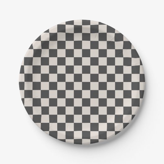 Grey and Cream Checkerboard Party Paper Bord (Voorkant)