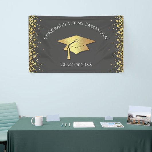 Grey and Gold Graduation Spandoek (Beurs)