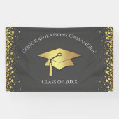 Grey and Gold Graduation Spandoek (Horizontaal)