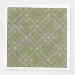 Grey and Green Tiled Scroll Diamond Pattern Servet