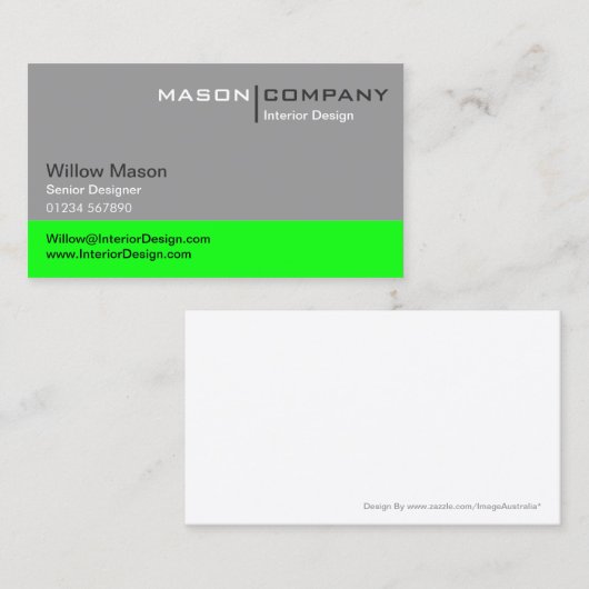 Grey and Lime Green Corporate Visitekaartje (Voorkant / Achterkant)