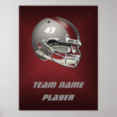 Grey and Maroon Football Helmet Poster (Voorkant)