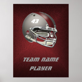 Grey and Maroon Football Helmet Poster