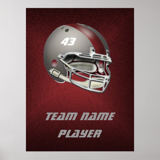 Grey and Maroon Football Helmet Poster (Voorkant)