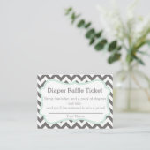 Grey and Mint Chevron Luier Raffle Ticket Informatiekaartje (Staand voorkant)