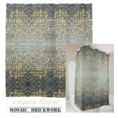 Grey and Mustard Brick Mosaic Douchegordijn