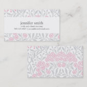 Grey and Pink Floral Damask Pattern Contactkaartje (Voorkant / Achterkant)